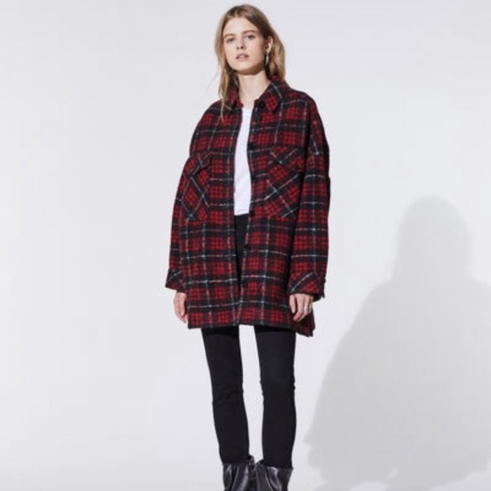 Iro Casma Oversize Plaid Wool Shirt Jacket Coat
